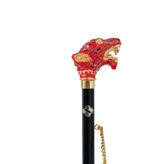 24K gold-plated puma handle long handle handcrafted Italian luxury shoehorn close-up
