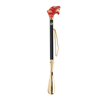 24K gold-plated puma handle long handle handcrafted Italian luxury shoehorn side view