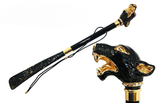 enamelled dog handle Swarovski collar handmade Italian luxury shoehorn front view