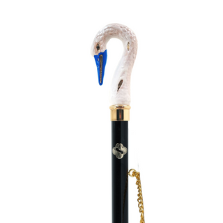 gold-plated swan handle artisan brass gift box long handle handmade Italian luxury shoehorn close-up