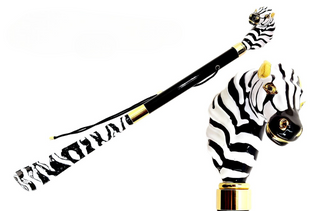 enamelled zebra handle handmade Italian elegant luxury shoehorn front view
