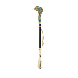 24K gold-plated cobra handle handmade Italian luxury shoehorn side view