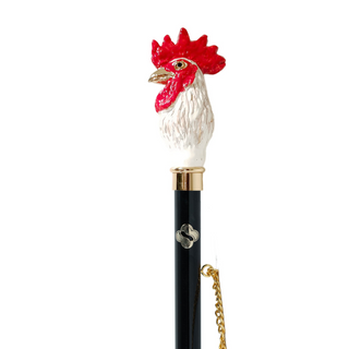 24K gold-plated rooster handle 53cm long handle handcrafted Italian luxury shoehorn close-up