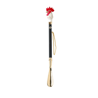 24K gold-plated rooster handle 53cm long handle handcrafted Italian luxury shoehorn side view
