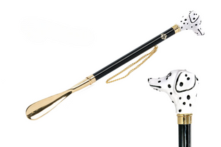 hand-painted Dalmatian handle long handle handmade Italian luxury shoehorn front view