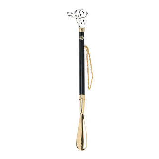 hand-painted Dalmatian handle long handle handmade Italian luxury shoehorn side view