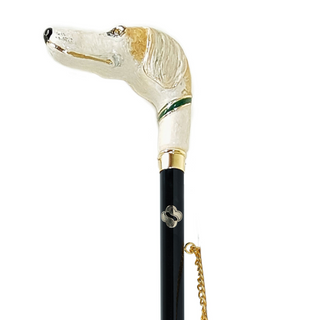24K gold-plated enamel greyhound handle long handle handmade Italian luxury shoehorn close-up