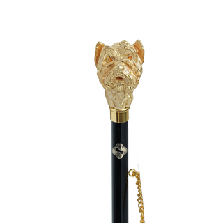 24K gold-plated hand painted poodle handle long handle handmade Italian luxury shoehorn close-up