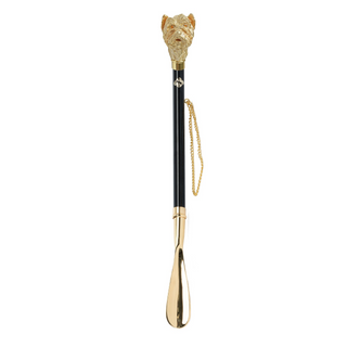 24K gold-plated hand painted poodle handle long handle handmade Italian luxury shoehorn side view