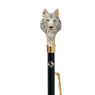 24K gold wolf design hand painted handle handmade Italian luxury shoehorn close-up
