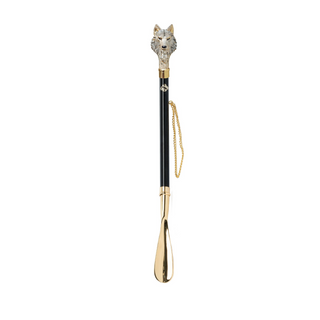 24K gold wolf design hand painted handle handmade Italian luxury shoehorn side view