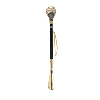 gold-plated brass handle long handle handcrafted Italian luxury shoehorn side view