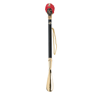gold-plated 24K brass woman figure handle long handle handmade Italian luxury shoehorn side view