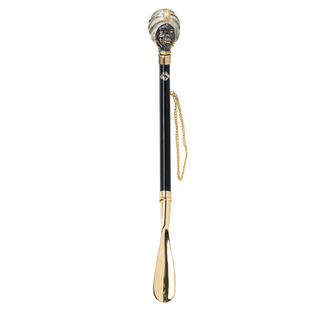 gold-plated woman figure handle long handle handmade Italian designer luxury shoehorn side view