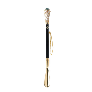 24K gold-plated enamel handle handmade Italian luxury shoehorn side view