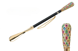 24K gold crystal hand-painted handle handmade Italian luxury shoehorn front view