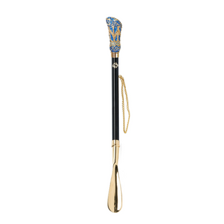 24K gold hand painted crystal handle handmade Italian luxury shoehorn side view