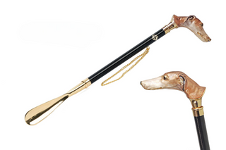 24K gold crystal adorned handle handmade Italian luxury shoehorn front view
