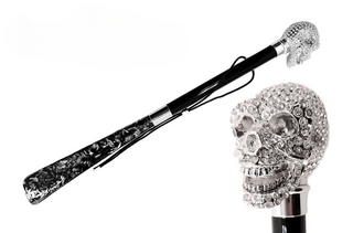 silver skull Swarovski crystal gift box handmade Italian luxury shoehorn front view