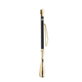 24K gold brass handle gift box handmade Italian luxury shoehorn side view