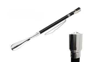 silver-plated 53cm handmade Italian luxury shoehorn front view