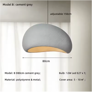 Designer Pendant Lamp – Nordic White Resin Dome with Soft Ambient Lighting