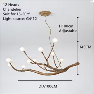 Modern Amber Chandelier – Multi-Head LED Lighting with Gold Finish