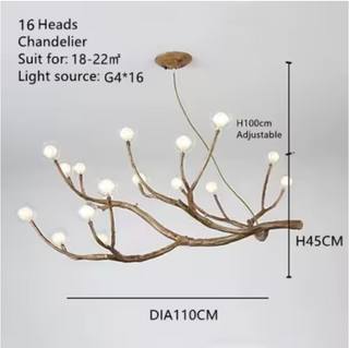Modern Amber Chandelier – Multi-Head LED Lighting with Gold Finish