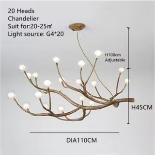 Modern Amber Chandelier – Multi-Head LED Lighting with Gold Finish