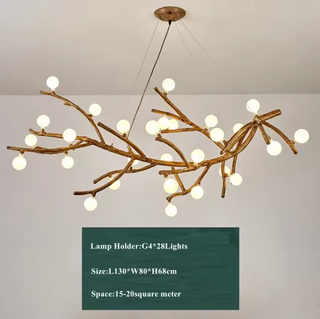 Modern Amber Chandelier – Multi-Head LED Lighting with Gold Finish