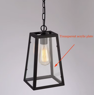 Wrought Iron Pendant Light – Black Glass Dining Room Lighting with Durable Iron Fixture
