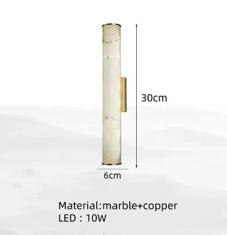 Marble Wall Light – Copper Wall Sconce with Integrated LED and Brass Bracket Fixture