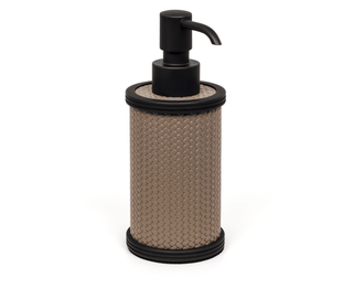 modern brass waterproof leather soap dispenser bathroom front view