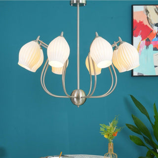 Flower chandelier ceramic finish warm ambient ceiling fixture