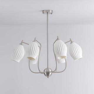 Modern ceramic flower chandelier warm light dining area