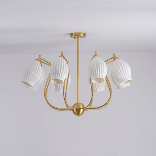 Flower shaped ceramic chandelier modern warm ambient dining