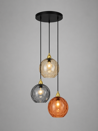 Colorful Glass Pendant Lamp – Textured Globe Lighting With Adjustable Cable