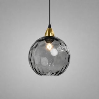 Colorful Glass Pendant Lamp – Textured Globe Lighting With Adjustable Cable