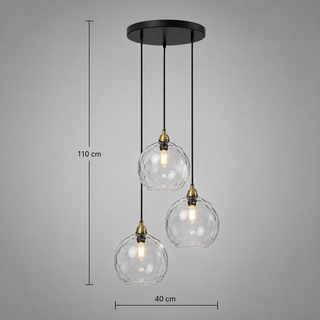 Colorful Glass Pendant Lamp – Textured Globe Lighting With Adjustable Cable