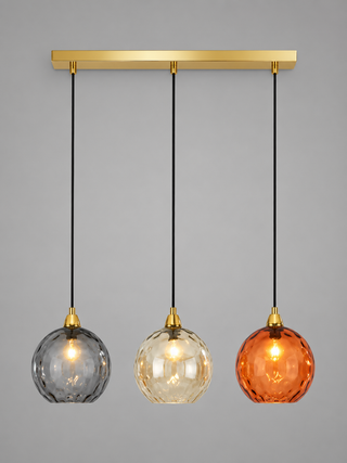 Colorful Glass Pendant Lamp – Textured Globe Lighting With Adjustable Cable