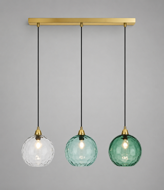 Colorful Glass Pendant Lamp – Textured Globe Lighting With Adjustable Cable