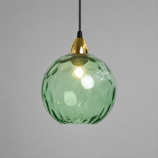 Colorful Glass Pendant Lamp – Textured Globe Lighting With Adjustable Cable