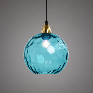 Colorful Glass Pendant Lamp – Textured Globe Lighting With Adjustable Cable