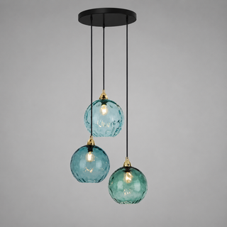 Colorful Glass Pendant Lamp – Textured Globe Lighting With Adjustable Cable