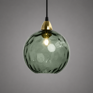 Colorful Glass Pendant Lamp – Textured Globe Lighting With Adjustable Cable