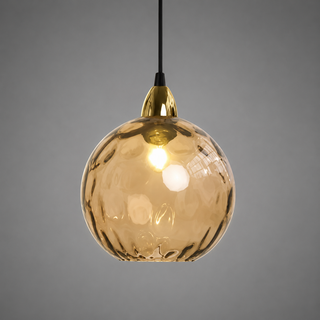 Colorful Glass Pendant Lamp – Textured Globe Lighting With Adjustable Cable