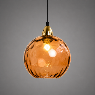 Colorful Glass Pendant Lamp – Textured Globe Lighting With Adjustable Cable