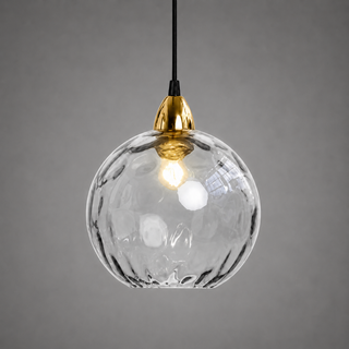 Colorful Glass Pendant Lamp – Textured Globe Lighting With Adjustable Cable