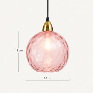 Colorful Glass Pendant Lamp – Textured Globe Lighting With Adjustable Cable