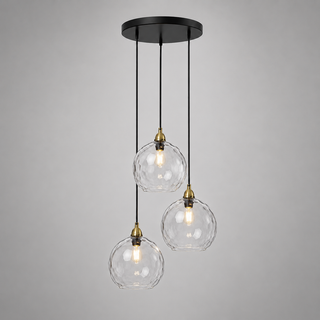 Colorful Glass Pendant Lamp – Textured Globe Lighting With Adjustable Cable